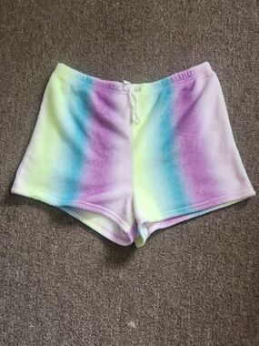 Justice Pastel Tie-Dye Sleep Shorts in Yellow, Blue & Purple